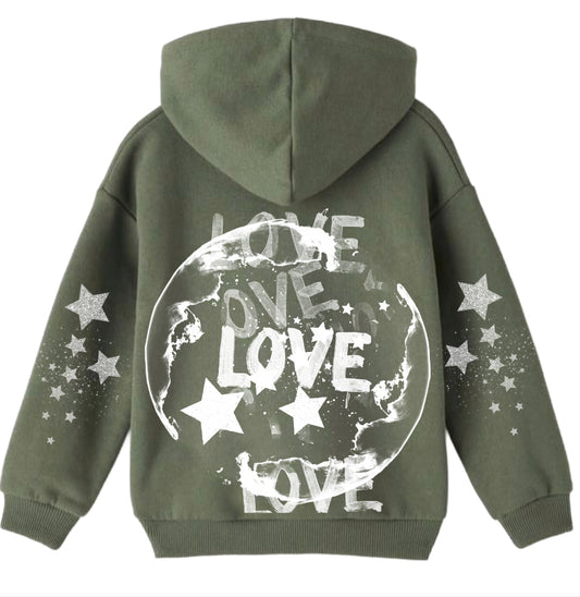 Olive World Love Hoodie