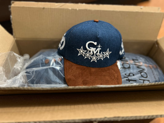 Deep Blue Denim Baseball Hat Suede Brim