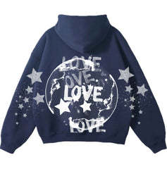 Navy Blue World Love Hoodie