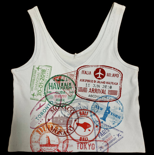 Passport Stamp Crop Top