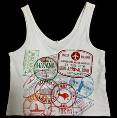 Passport Stamp Crop Top