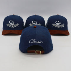 Deep Blue Denim Baseball Hat Suede Brim