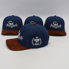 Deep Blue Denim Baseball Hat Suede Brim
