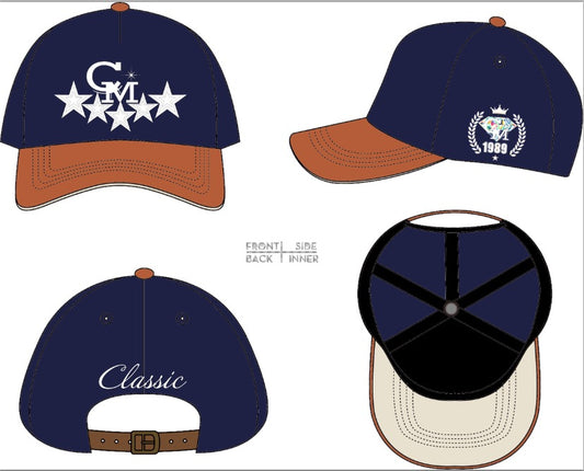 Deep Blue Denim Baseball Hat Suede Brim